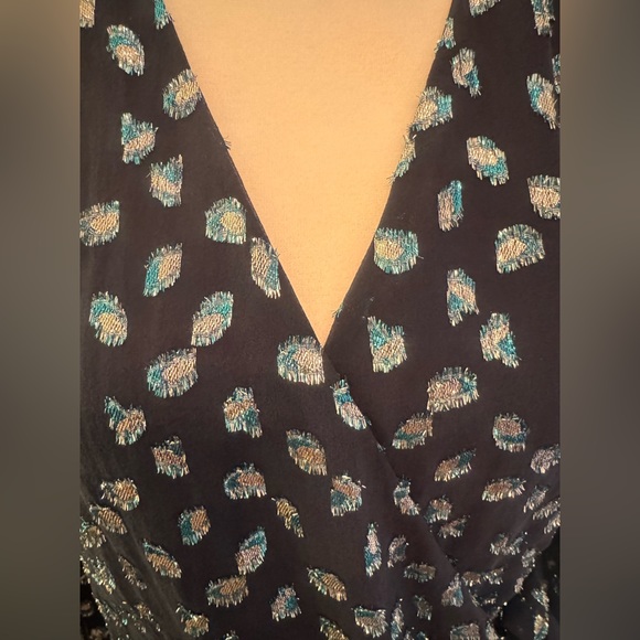 NWT TANYA TAYLOR ERICA METALLIC WRAP SHIRT SZ 4 - Picture 5 of 6